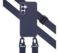 Selencia Coque silicone avec cordon amovible pour Samsung Galaxy S25 - Bleu foncé