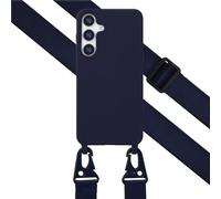 Selencia Coque silicone avec cordon amovible pour Samsung Galaxy S25 Plus - Bleu foncé