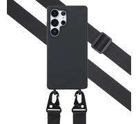 Selencia Coque silicone avec cordon amovible pour Samsung Galaxy S25 Ultra - Noir
