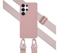 Selencia Coque silicone avec cordon amovible pour Samsung Galaxy S25 Ultra - Sand Pink