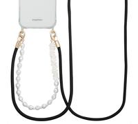 Selencia Ensemble de cordons pour téléphone avec perles et coquillages - Midnight Black