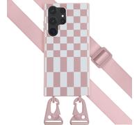 Selencia Étui design en silicone avec cordon amovible pour le Samsung Galaxy S23 Ultra - Irregular Check Sand Pink