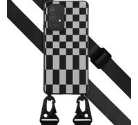 Selencia Etui design en silicone avec cordon détachable pour le Samsung Galaxy A53 - Irregular Check Black