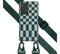 Selencia Etui design en silicone avec cordon détachable pour le Samsung Galaxy A53 - Irregular Check Green
