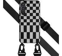 Selencia Étui design en silicone avec cordon détachable pour le Samsung Galaxy S23 FE - Irregular Check Black