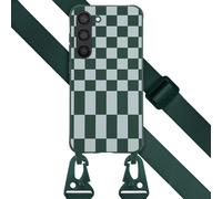 Selencia Etui design en silicone avec cordon détachable pour le Samsung Galaxy S23 - Irregular Check Green