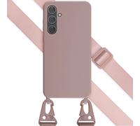 Selencia Étui en silicone avec cordon détachable pour le Samsung Galaxy A35 - Rose sable