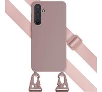 Selencia Étui en silicone avec cordon détachable pour le Samsung Galaxy A55 - Rose sable
