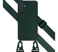 Selencia Etui en silicone avec cordon détachable pour le Samsung Galaxy A55 - Vert foncé