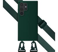Selencia Etui en silicone avec cordon détachable pour le Samsung Galaxy S24 Ultra - Vert foncé