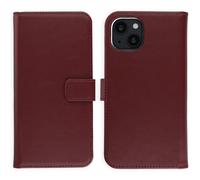 Selencia Étui portefeuille en cuir véritable pour Apple iPhone 14 - Burgundy