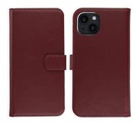 Selencia Étui portefeuille en cuir véritable pour Apple iPhone 15 - Burgundy