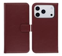 Selencia Étui portefeuille en cuir véritable pour Apple iPhone 17 Pro - Burgundy