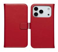 Selencia Étui portefeuille en cuir véritable pour Apple iPhone 17 Pro - Rouge