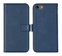 Selencia Étui portefeuille en cuir véritable pour Apple iPhone SE (2022 / 2020) / 8 / 7 / 6(s) - Bleu