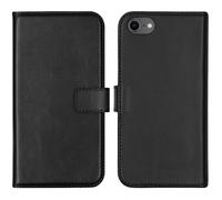 Selencia Étui portefeuille en cuir véritable pour Apple iPhone SE (2022 / 2020) / 8 / 7 / 6(s) - Noir