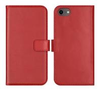 Selencia Étui portefeuille en cuir véritable pour Apple iPhone SE (2022 / 2020) / 8 / 7 / 6(s) - Rouge