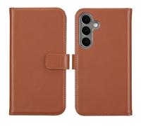 Selencia Selencia Étui portefeuille en cuir véritable pour Samsung Galaxy S25 Plus Marron clair Brun clair