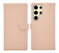 Selencia Selencia Étui portefeuille en cuir véritable Samsung Galaxy S25 Ultra Dusty Pink Rose clair