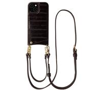 Selencia Nova coque arrière en cuir véritable avec porte-cartes pour Apple iPhone 15 - Dark Chocolate