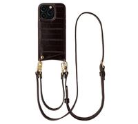 Selencia Nova coque arrière en cuir véritable avec porte-cartes pour Apple iPhone 16 Pro - Dark Chocolate