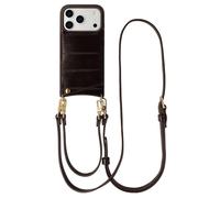 Selencia Nova coque arrière en cuir véritable avec porte-cartes pour Apple iPhone 17 Pro - Dark Chocolate