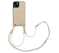 Selencia Nova Croco Phone Case avec cordon et porte-cartes pour Apple iPhone 14 / 13 - Beige