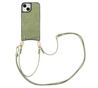 Selencia Nova Croco Phone Case avec cordon et porte-cartes pour iPhone 15 - Sage Green