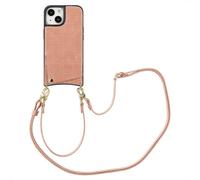 Selencia Nova Croco Phone Case avec cordon et porte-cartes pour iPhone 15 - Vieux rose