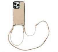 Selencia Coque de télephone Nova Croco avec cordon et porte-cartes pour Apple iPhone 16 Pro - Beige