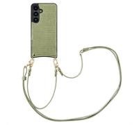 Selencia Nova Croco Phone Case avec cordon et porte-cartes pour le Samsung Galaxy S24 - Sage Green