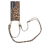 Selencia Selencia Coque arrière avec cordon et porte-cartes Nova Samsung Galaxy S24 Ultra Leopard Multicolore