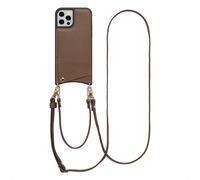 Selencia Nova Phone Case avec cordon et porte-cartes pour iPhone 12 (Pro) - Mocha Brown