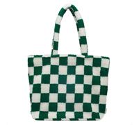 Selencia Sac Fourre-tout Zaya - Teddy Sac Ordinateur 16 pouces - Vert à carreaux