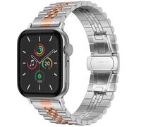 Selencia Bracelet Metallique Jubilee pour Apple Watch Series 1 t/m 9 / SE (38/40/41 mm) | Series 10 / 11 (42 mm) - Zilver & Rosé Goud / Silver & Rose Gold