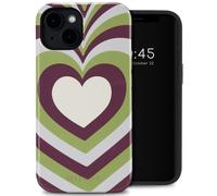 Selencia Selencia Coque arrière Vivid avec MagSafe iPhone 14 Double Hearts Plum Fern Multicolore