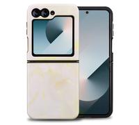 Selencia Selencia Coque arrière Vivid Samsung Galaxy Z Flip 6 / Flip 7 FE Golden Beige Marble Multicolore