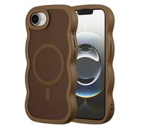 Selencia Selencia Coque arrière Wavy avec MagSafe pour iPhone 17e / 16e Mocha Brown Marron