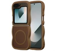 Selencia Selencia Coque arrière Wavy avec MagSafe Samsung Galaxy Z Flip 6 / Flip 7 FE Mocha Brown Marron