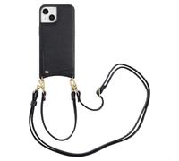 iPhone 13, iPhone 14 étui iPhone 13, iPhone 14 coque de protection Nova Backcover met koord en pashouder similicuir noir Selencia