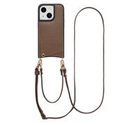 Selencia Selencia Coque de télephone Nova avec cordon et porte-cartes iPhone 15 Mocha Brown Brun foncé