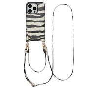 Selencia Nova Phone Case avec cordon et porte-cartes pour l'Apple iPhone 16 Pro - Zazzy Zebra