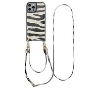 Selencia Coque de télephone Nova avec cordon et porte-cartes pour Apple iPhone 15 Pro - Zazzy Zebra