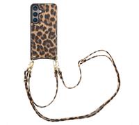 Selencia Coque arrière avec cordon et porte-cartes Nova pour Samsung Galaxy S24 - Leopard