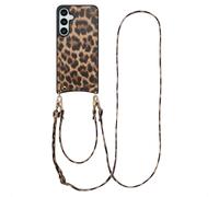 Selencia Selencia Coque de télephone Nova avec cordon et porte-cartes Samsung Galaxy S24 Plus / S25 Plus Leopard Multicolore