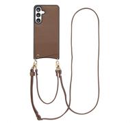 Selencia Selencia Coque de télephone Nova avec cordon et porte-cartes Samsung Galaxy S25 FE Mocha Brown Brun foncé