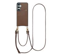 Selencia Selencia Coque de télephone Nova avec cordon et porte-cartes Samsung Galaxy S25 / S24 Mocha Brown Brun foncé