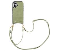 Selencia Selencia Coque de télephone Nova Croco avec cordon et porte-cartes iPhone 16 Sage Green Vert