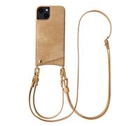 Selencia Coque de télephone Nova Croco avec cordon et porte-cartes pour Apple iPhone 14 / 13 - Toasted Almond