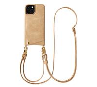 Selencia Selencia Coque de télephone Nova Croco avec cordon et porte-cartes pour iPhone 15 Toasted Almond Marron